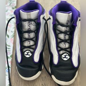 Kids size 2Y - black/purple/white Jordan shoes